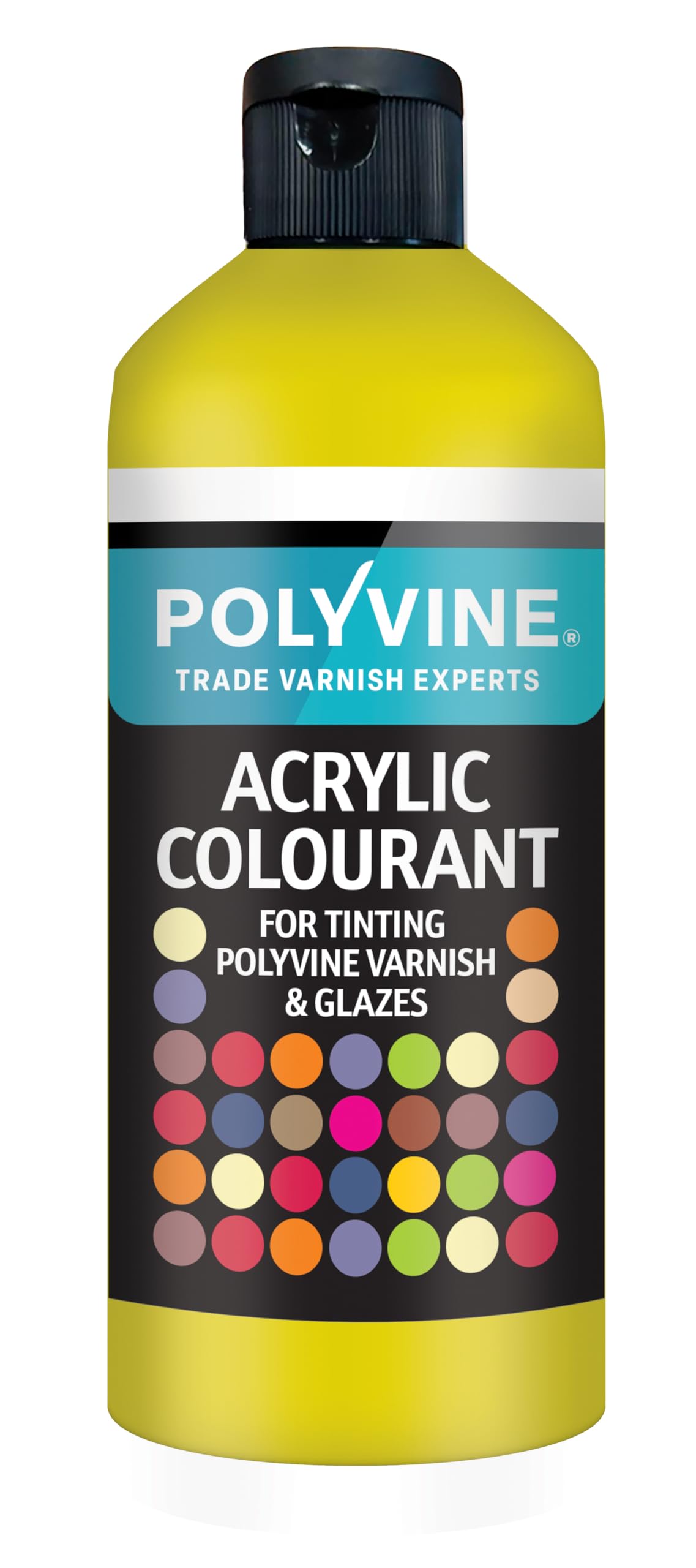 Polyvine Yellow 500G For Tinting Water Based Products - Easy Blend, Dense Liquid Pigment Colour Additive For Paint, Varnish, Filler, Grout, Cement, Emulsion, Masonry Paint & More - Yellow, 500G
