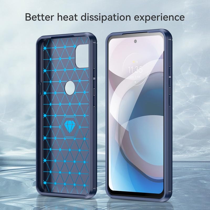 Image of Hybrid Carbon Fiber Back Case for Moto G 5G (Blue)