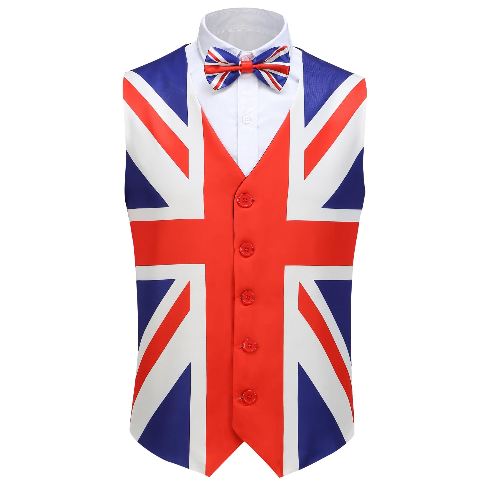 maxtoonrain Union Jack Vest and Bow Tie Men's Vest with Union Jack Print and Matching Bow Tie Fancy Dress Costume for Royal Coronation, VE Day, Anniversary, St George's Day-picture-18