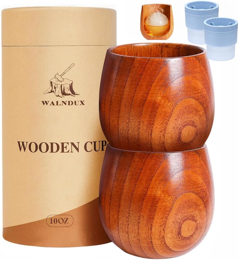 Whiskey Glasses Sets, Bourbon Glass, Bourbon Gifts for Men, Finished Wooden Old Fashioned Glass, Great Whiskey Gifts for Men, Dad, Or Brother (2 Pack)