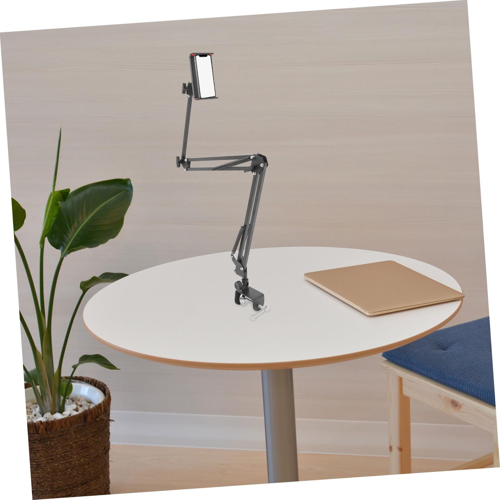 Soporte para Teléfono Móvil y Tableta Plegable de Metal Negro