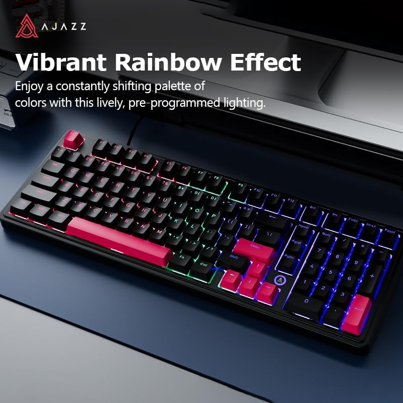 Miniatura 6 de FIRSTBLOOD ONLY GAME. AK980 Gaming Mechanical Keyboard - 101-Key Hot-Swap Gasket Mount USB Wired Keyboard with Pre-Lubed Red Switches, NKRO, for