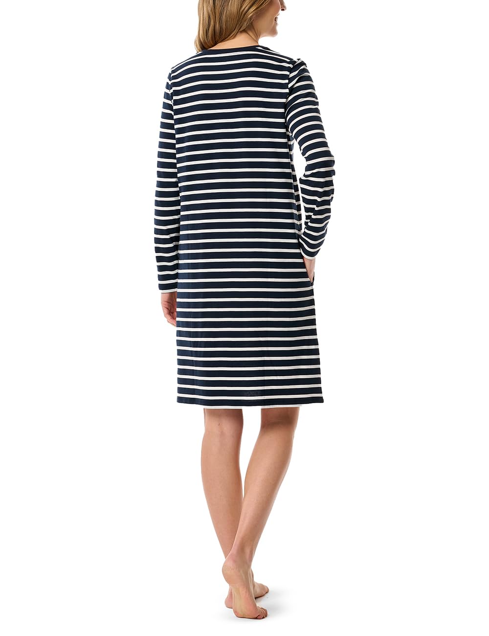Schiesser Damen Nachthemd langarm weiche Baumwolle Bigshirt mit Taschen - Nightwear