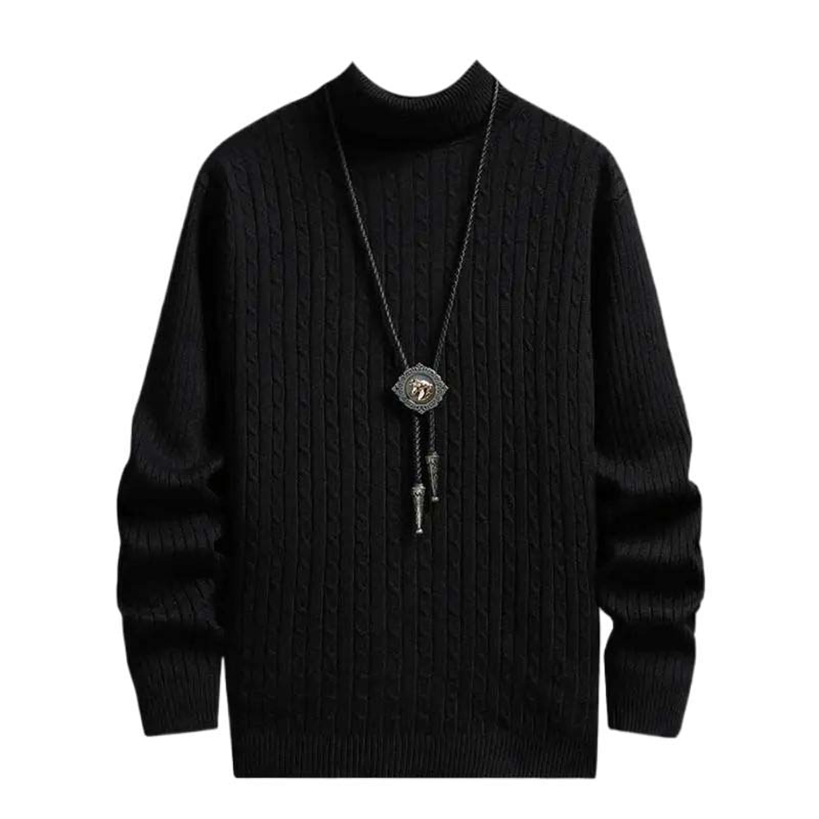 Pull basique noir et blanc en couleur unie style décontracté homme - 6