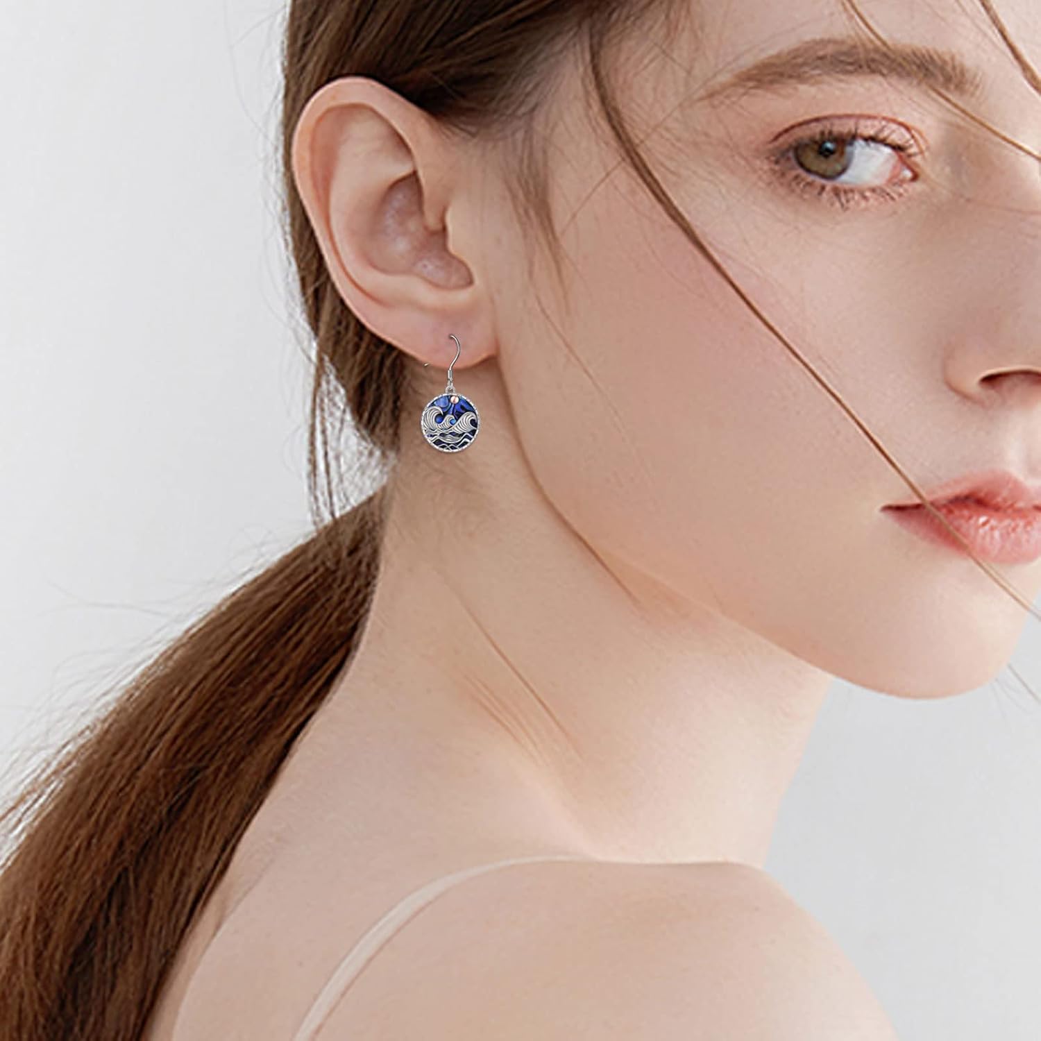 YFN Ocean Wave Dangle Earrings for Women Sterling Silver Abalone Shell Beach Jewelry for Women Sea Gifts (Abalone)