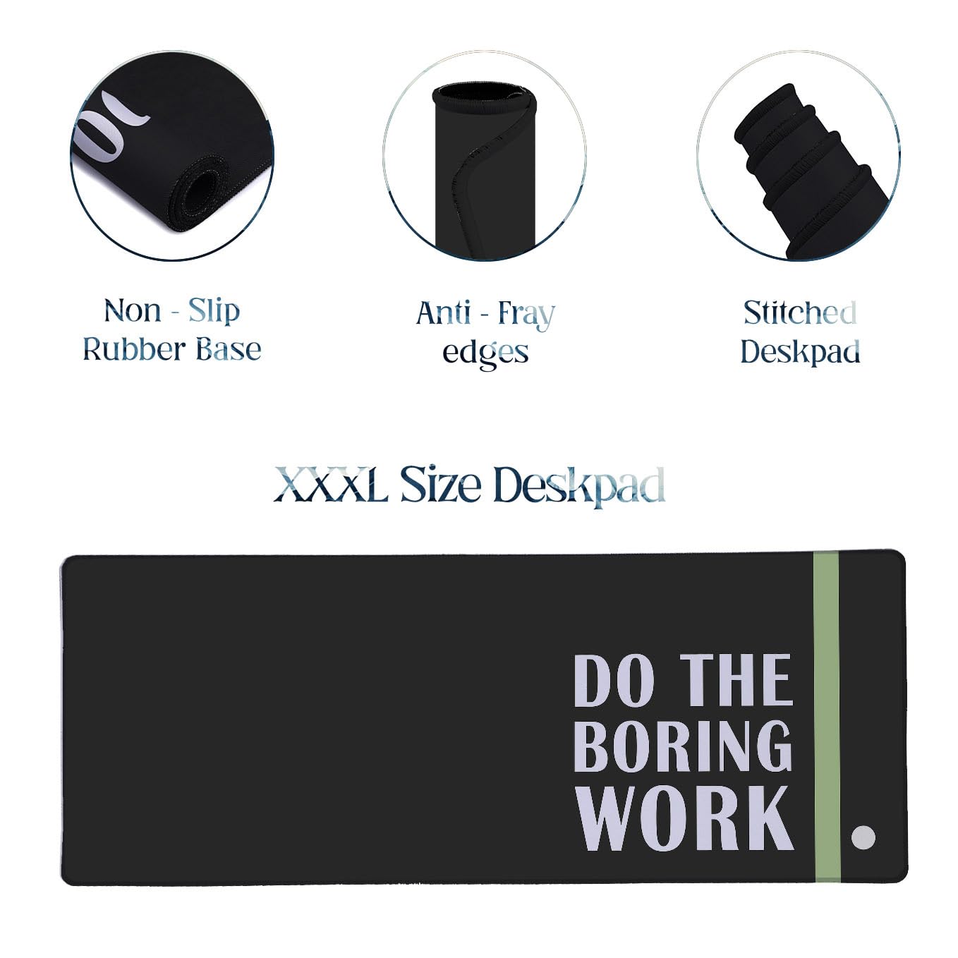 SoulAbiti Do The Boring Work Extended Desk Pad (36x14 Inch) - Productivity & Discipline Series XXL Mouse Pad - Non-Slip Rubber Base & Stitched Edges 2