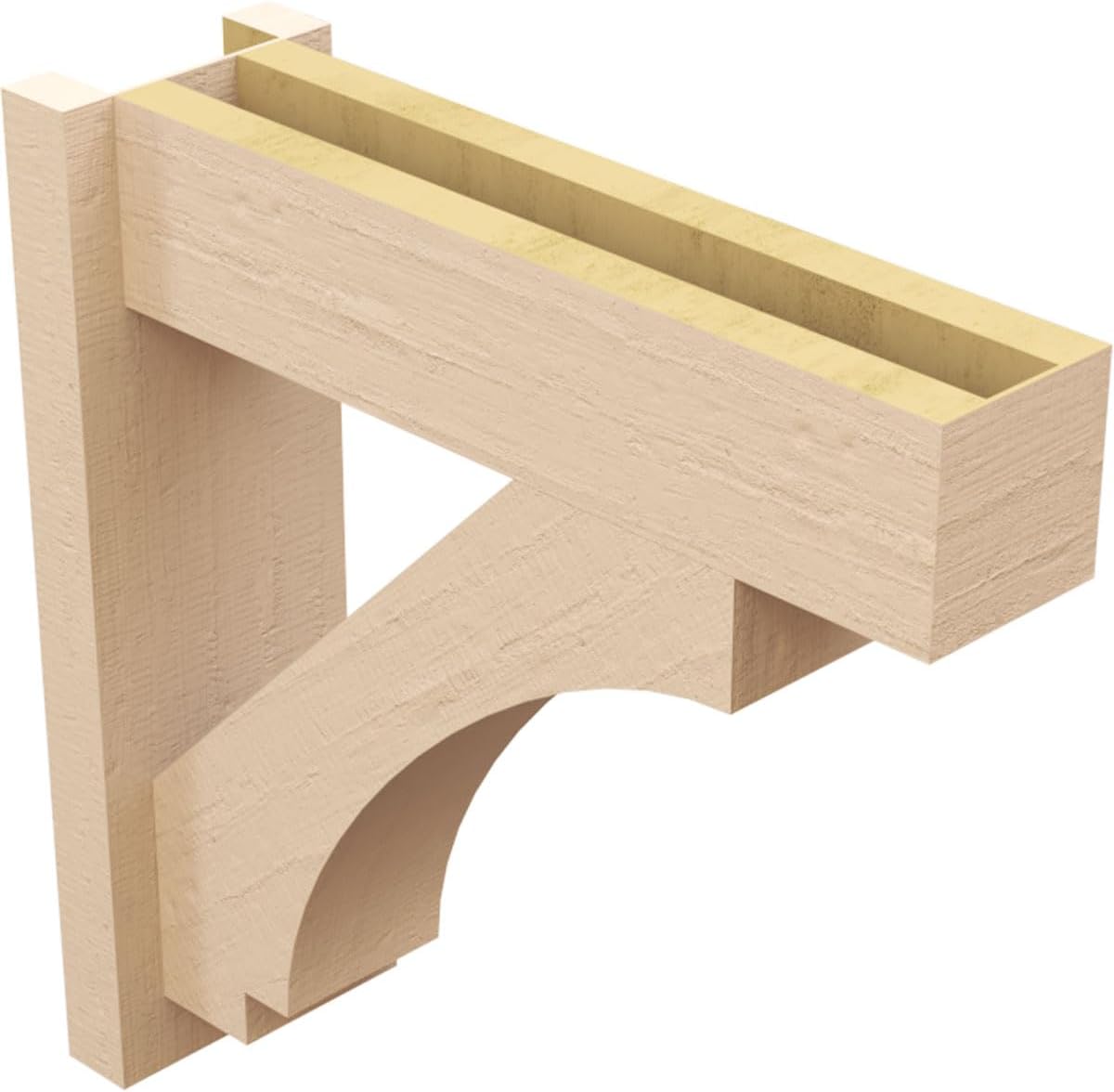 Ekena Millwork 8"W x 18"D x 22"H Imperial Block Rough Cedar Woodgrain TimberThane Outlooker, Primed Tan