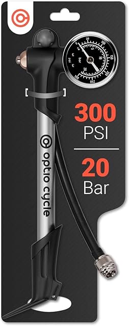 Optio Cycle MTB Shock Pump Pompka do widelca MTB Max 300 PSI/20 bar | Amortyzator MTB | Pompa wideł | Pompa wysokiego ciśnienia | Pompka Zawieszenia Do Fox Rockshox Manitou Suntour