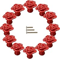 Vista 14 de Paquete de 4 pomos de cerámica rosa, tiradores vintage de cerámica con flores rosas, manijas de armario de cocina, tocador, tocador con 3 tornillos