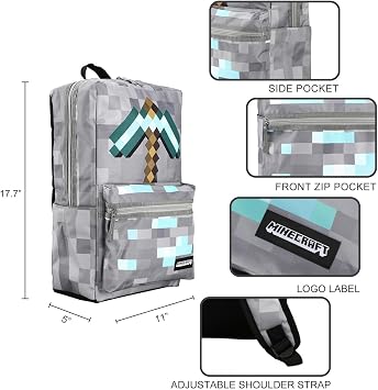 Minecraft Axe Print Gray Backpack