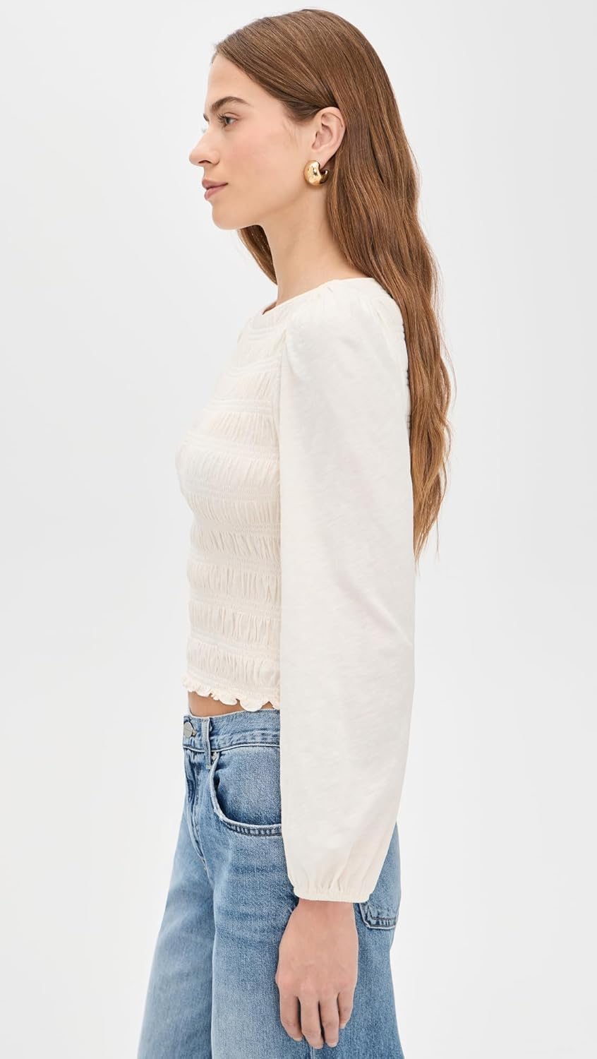 Madewell Women's Smocked Boat Neck Top - Image 4