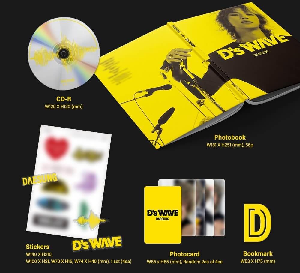 DAESUNG (BIGBANG) D’s WAVE Album [Yellow Version + Black Version Full SET Album Ver.]+Pre Order Benefits+BolsVos Exclusive K-POP Inspired Digital Merches