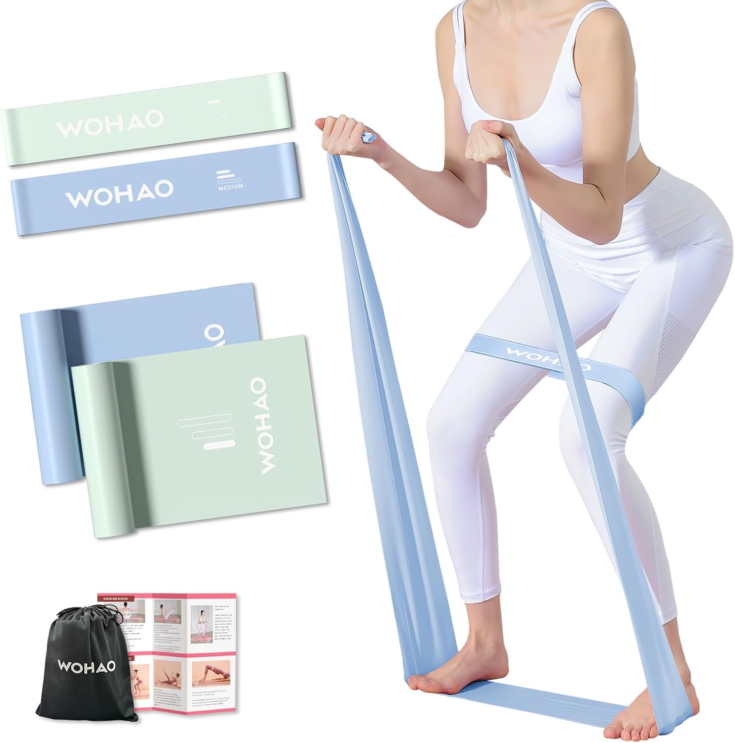 Resistance Band Set, Two Resistance Levels, Stretch Bands for Working Out Women or Men, Strength Training, Home Fitness, Toning, Stretching, Yoga, Pilates