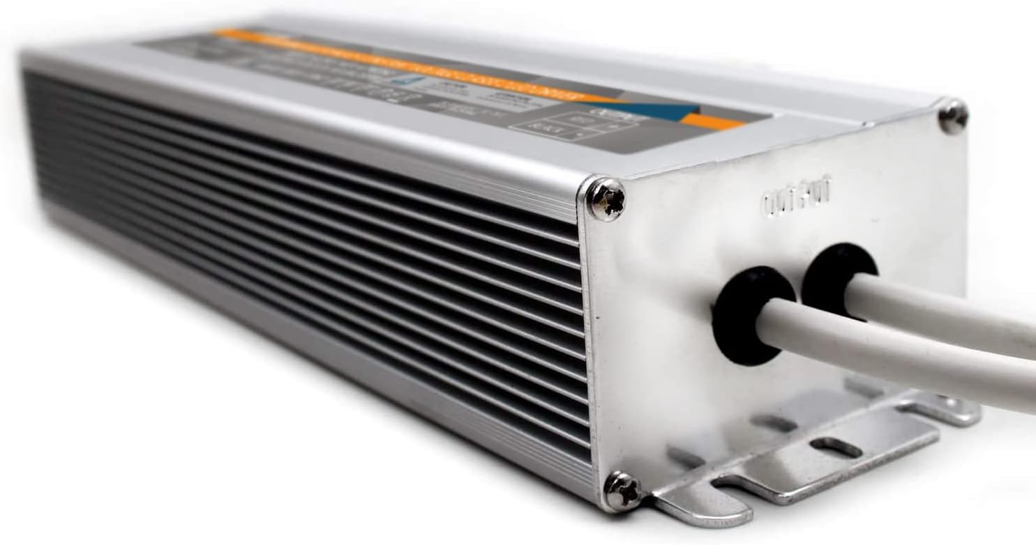 (2-Pack) 200W 12V Waterproof IP67 LED Power Supply Driver Transformer, 90-140V AC to 12V DC Low Voltage Output for Outdoor Use with Plug, Short Circuit & Overload Protection