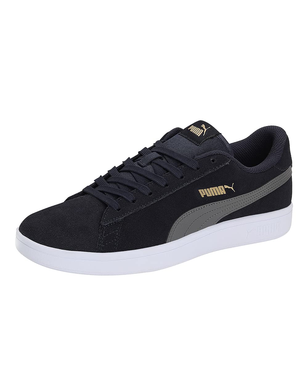 PUMA Unisex Puma Smash V2 Sneaker, Puma New Navy Castlerock Puma Team Gold, 40 EU