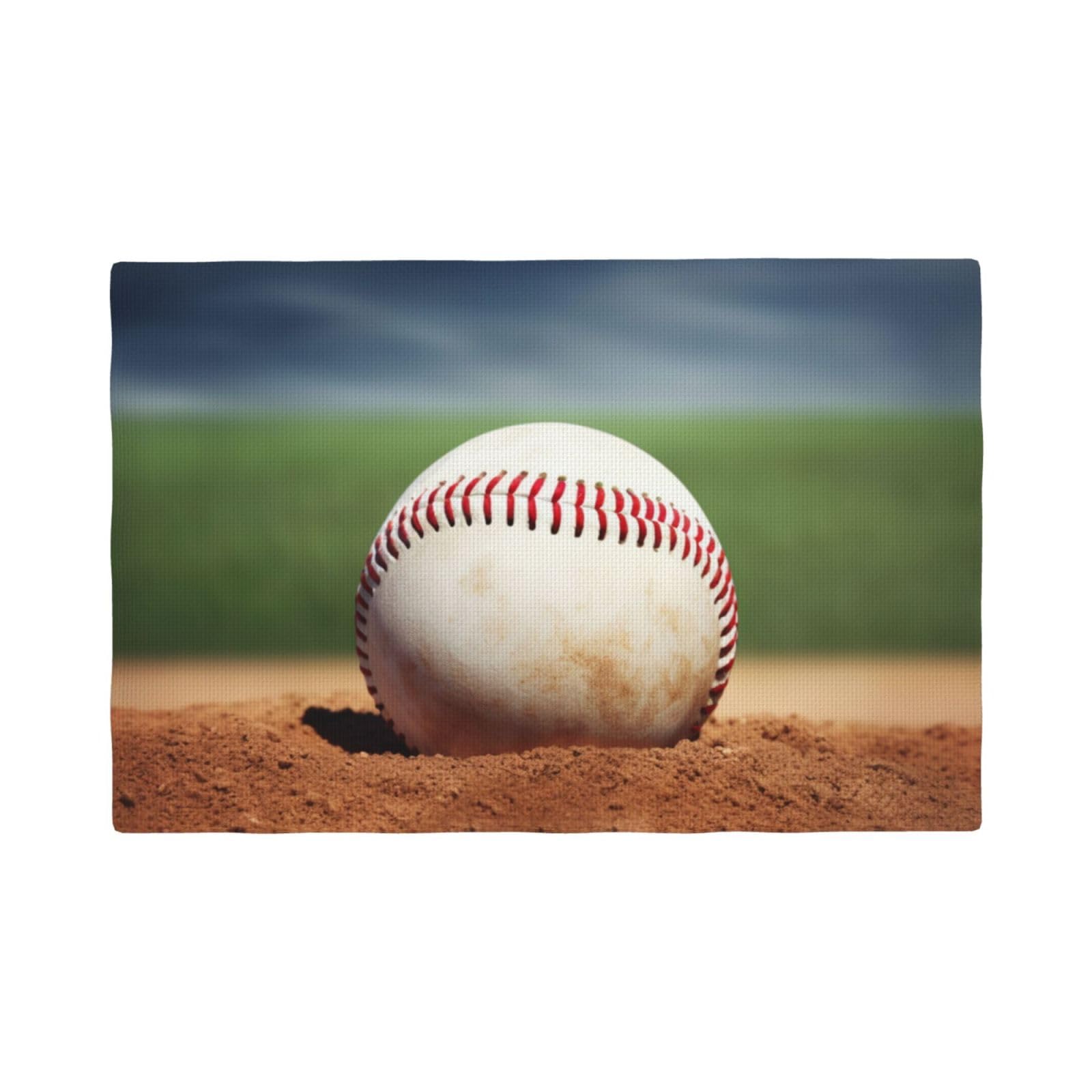 6PCS Linen Placemats Set Baseball Place Mat for Dining Table 12x18 Inch Heat Resistant Place Mats Non-Slip Table Mats for Kitchen Weddings Party Decor Indoor/Outdoor