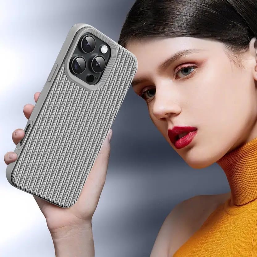 Image of Compatible with iPhone 15 Pro Max | Premium Textured Microfiber Candy Protective Case | Shock-Absorbing Back Cover with Enhanced Camera Guard (Gray)