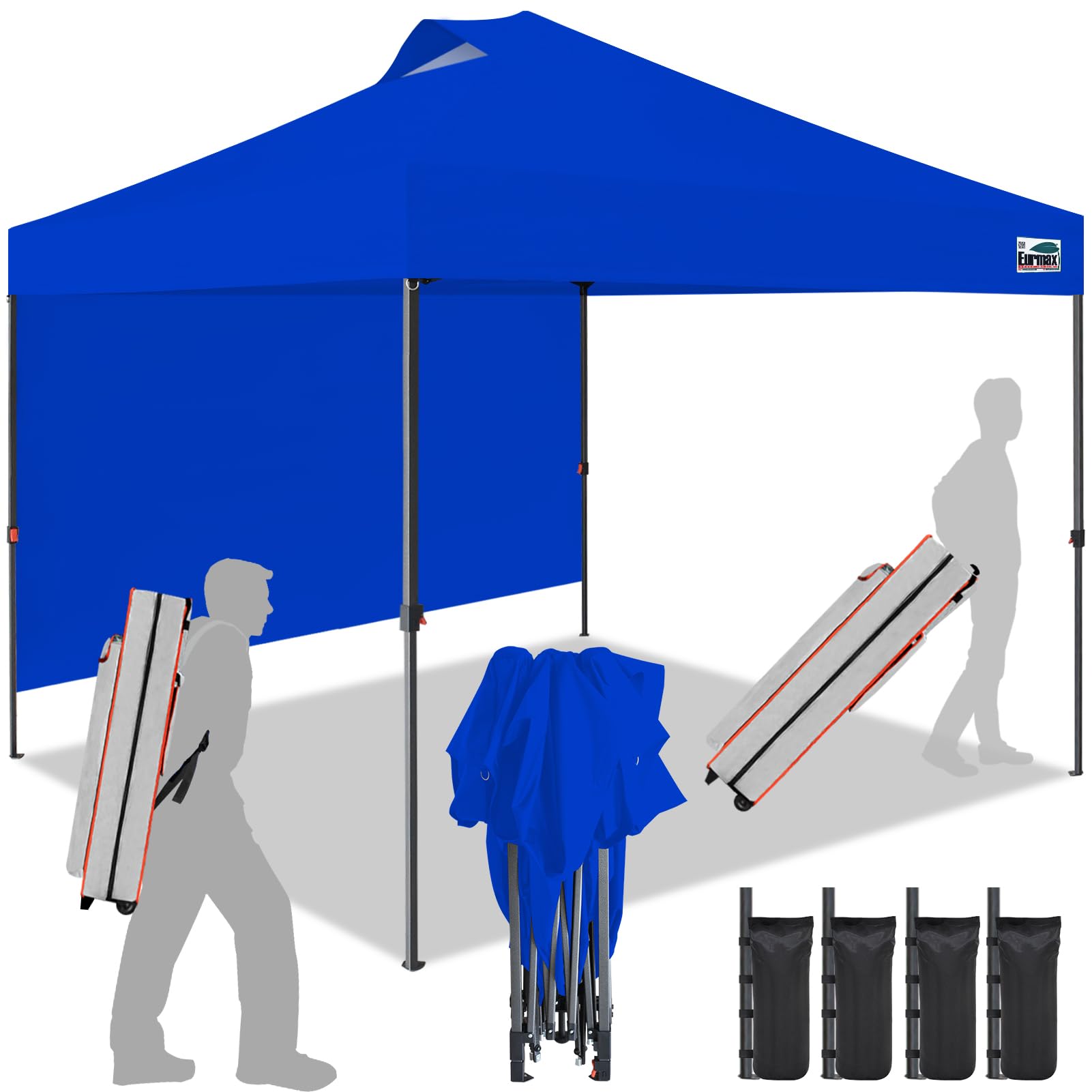 Photo 1 of Eurmax USA NOMATTER 10x10ft Pop Up Canopy Tent?Portable Shelter Pop Up Canopy for Outdoor Events with 1 Removable Sidewall?Instant Canopies, Temporary Sunshade,Bonus 4 Sand Bags(Blue)
