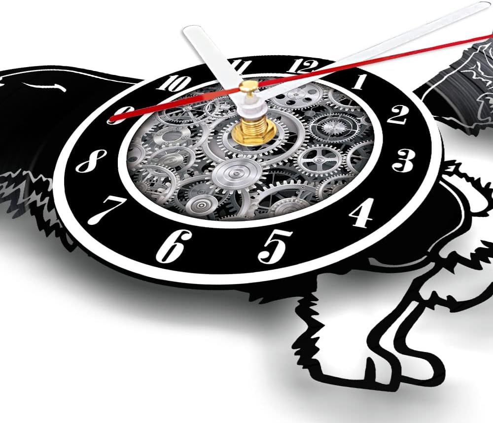 The Geeky Days Cardigan Welsh Corgi Dog Vinyl Record Wall Clock, Battery Operated Silent Quartz Animals Puppy Carved Album Music Record Hanging Watch Dog Lovers Gift Home Decor