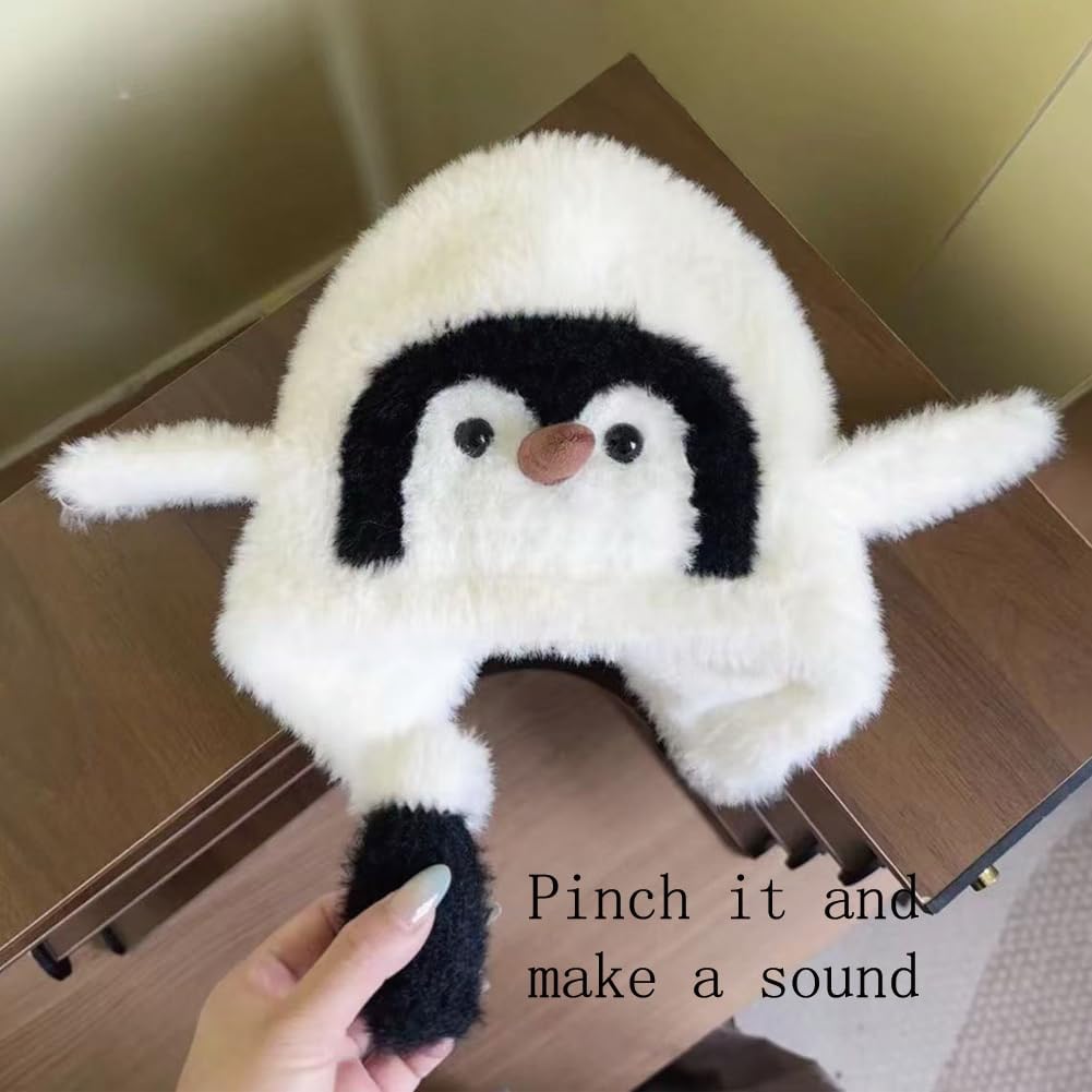 KORADI Girls Knit Hat Cute Penguin Fuzzy Beanie Hats Boys Winter Warm Flecce Lining Cap with Earflap 2-8 Years - Image 6