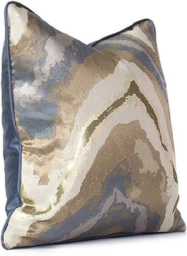 Vista 3 de Fundas de almohada decorativas azules y doradas, 18 x 18 pulgadas, modernas, elegantes, únicas, decorativas para sofá, cama, decoración del hogar