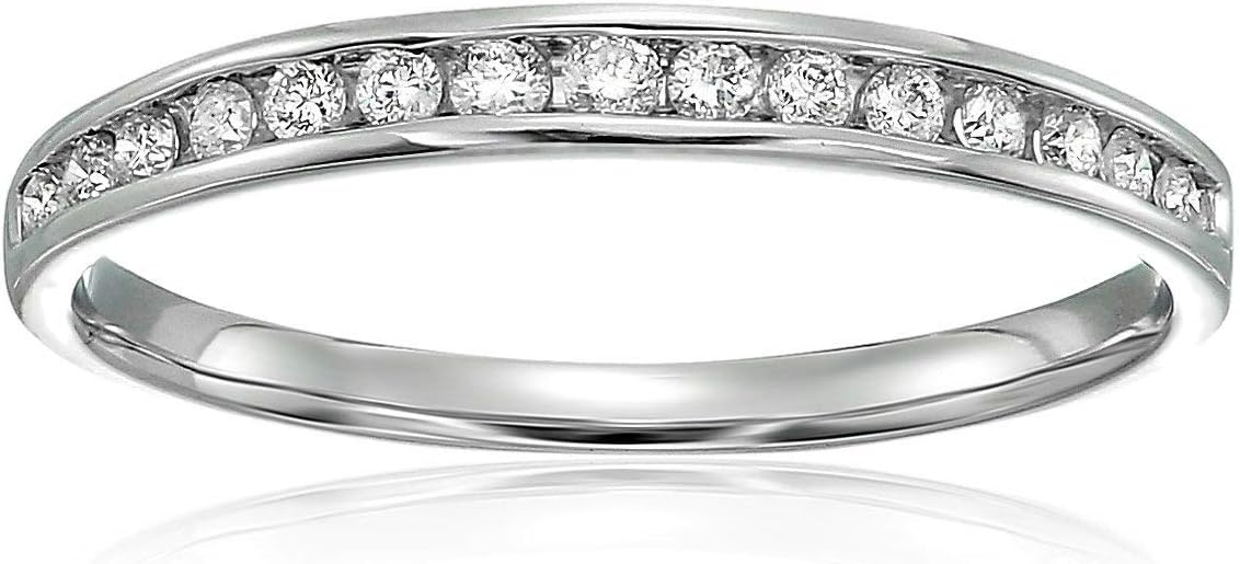 VIR JEWELS 1/10 cttw to 1 cttw Diamond Wedding Band for Women, Classic Diamond Wedding Band in 10K Gold Channel Set, Size 4.5-10