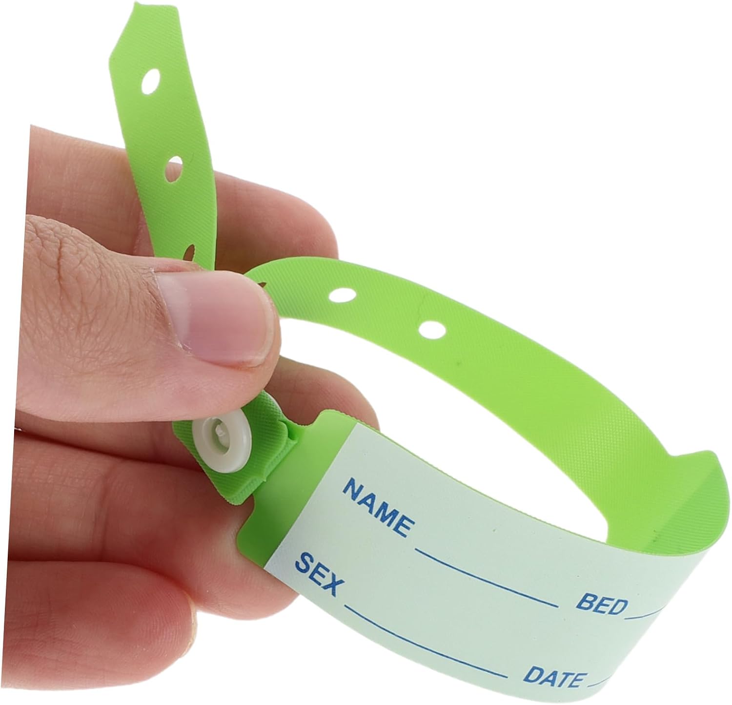 100pcs Id Wristbands for Adults, Writable Adjustable Plastic Hospital Identification Bracelets, Green Disposable Patient Tracking Bands for Elderly Admission and Nursing