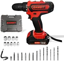 Furadeira e Parafusadeira Gambit Sem Fio 12V, 35 Nm de Torque, Profissional, Maleta, Bivolt, Reversível