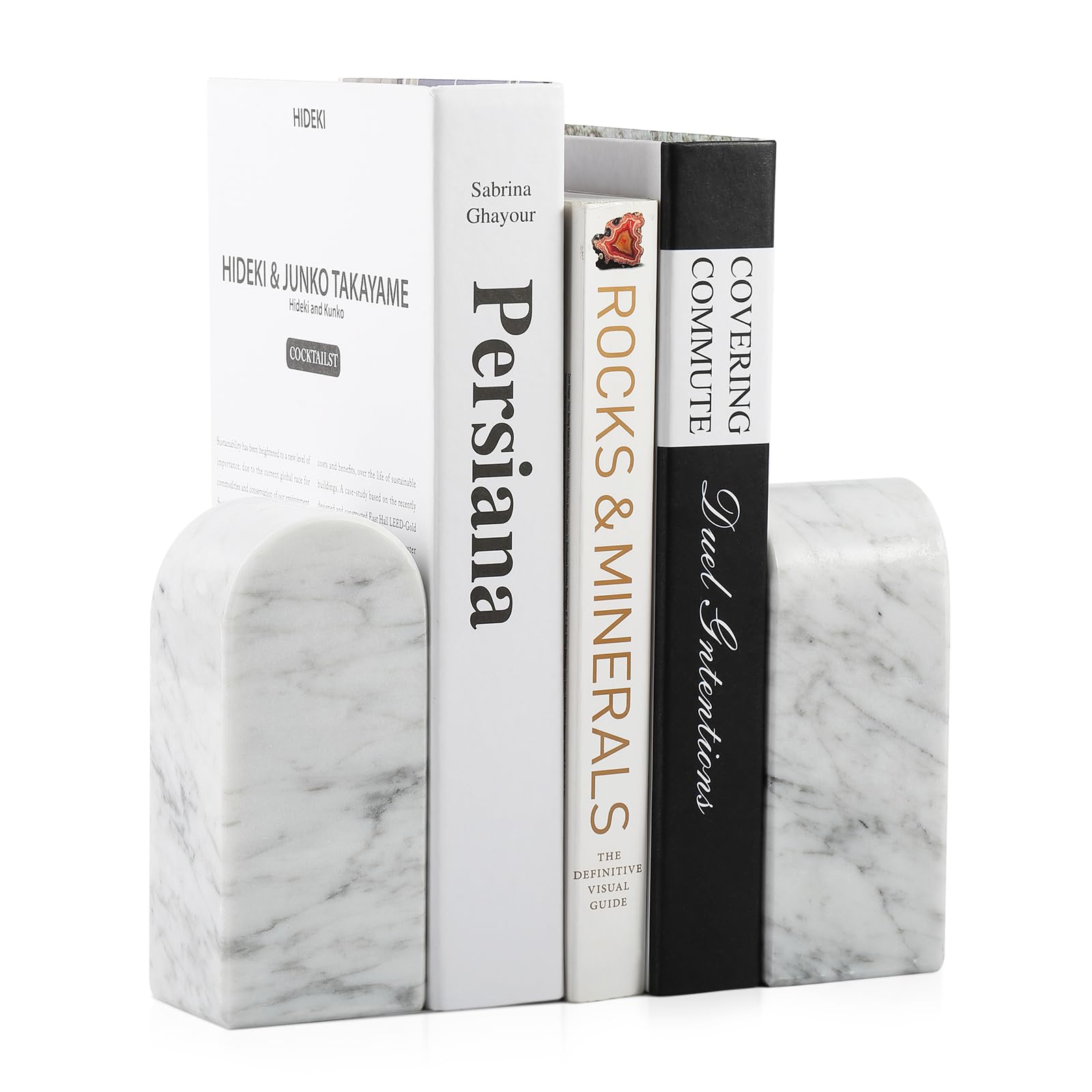 Amazon.com: Koville Italian Carrara Marble Bookends for Shelves