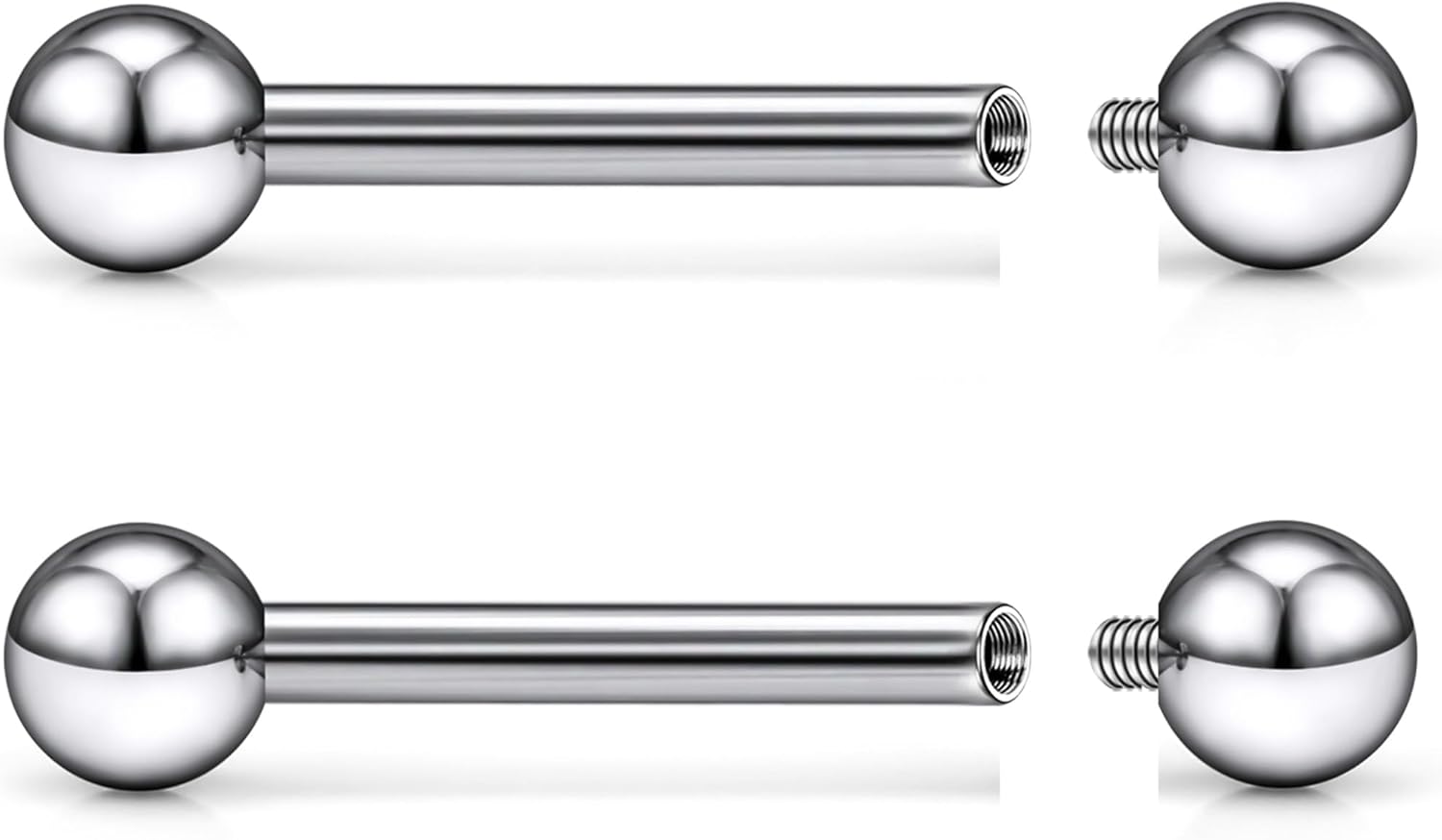 F136 Titanium 16/14/12/8/6/4/2G Internally Threaded Nipple Tongue Ring Industrial Bridge Prince Albert Piercing Jewelry Earrings 14/16/19/30/35/38/40mm Bars Barbells for Women Men