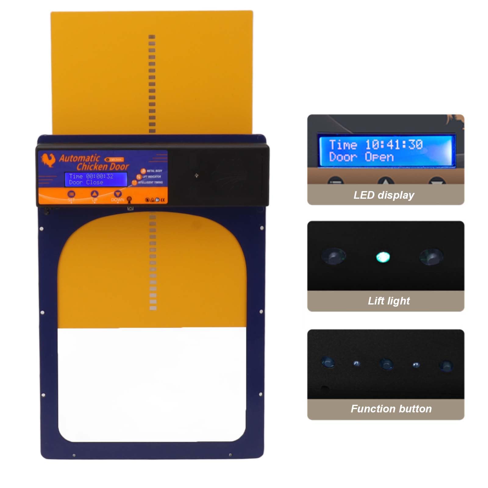 Apriporta Automatico per pollaio, Porta Solare per polli con Timer, sensore di Luce, Porta Automatica per allevamenti di polli e Anatre, Porta Automatica per pollaio IP45 (Blu Gioiello)