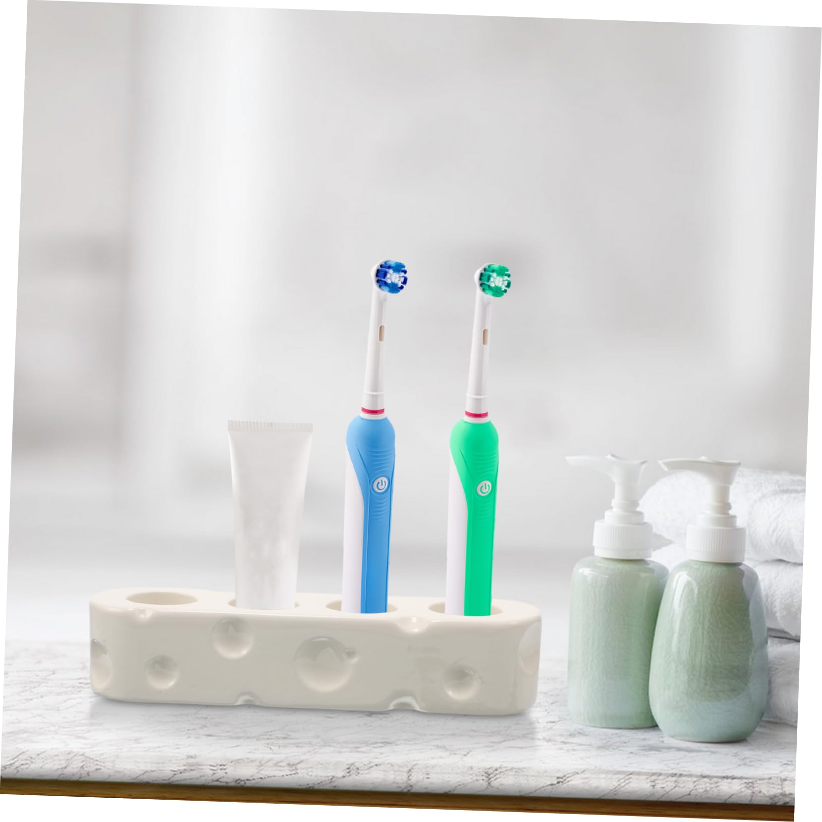 Support Brosse à Dents Électrique en Céramique, Base Blanche