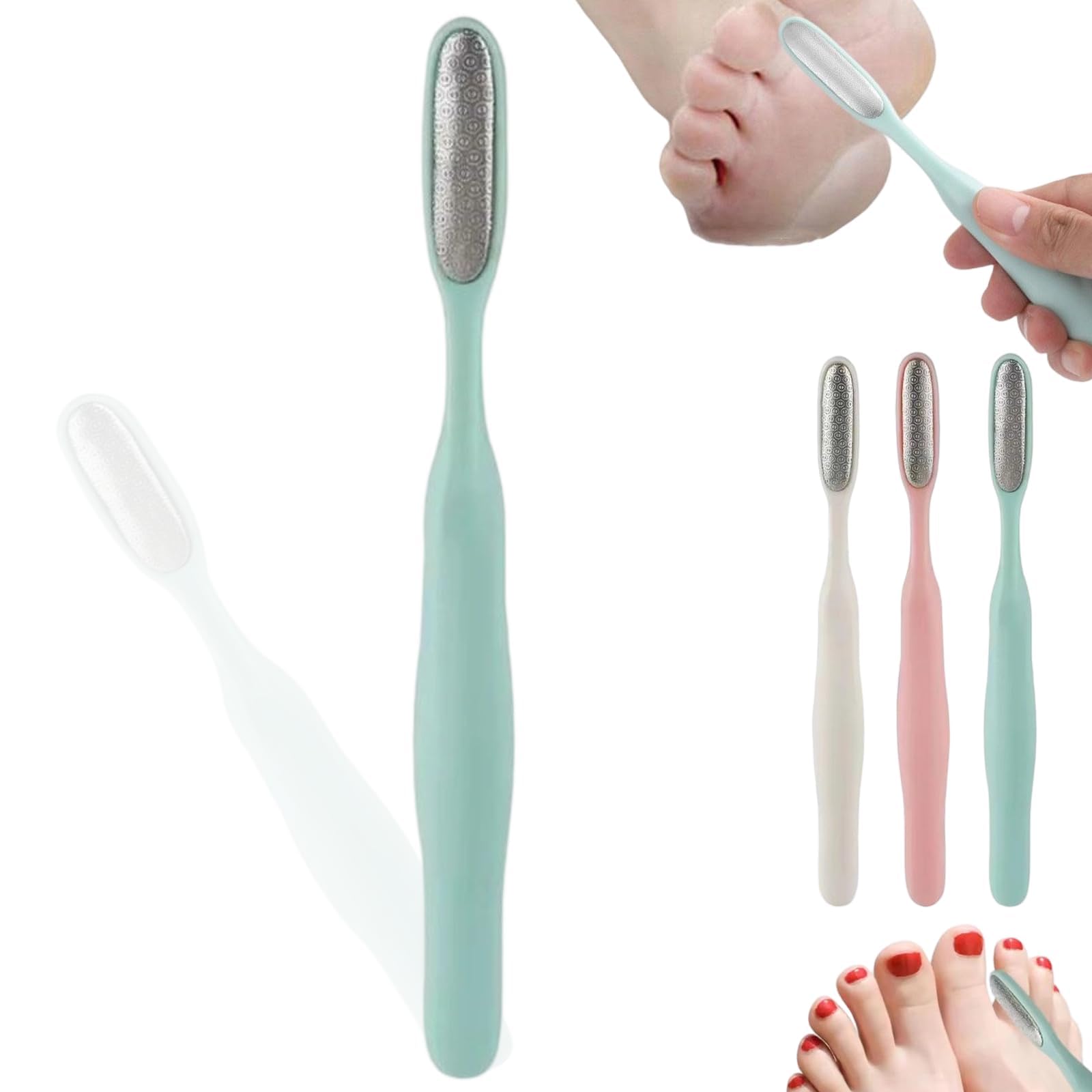 3PCS Long Handle Foot Scrubber for Dead Skin, Pedicure Tool Set with Foot Cleaner and Heel Scraper, Effective Care for Routine Use, Compact Design for Home Pedicure-image-10