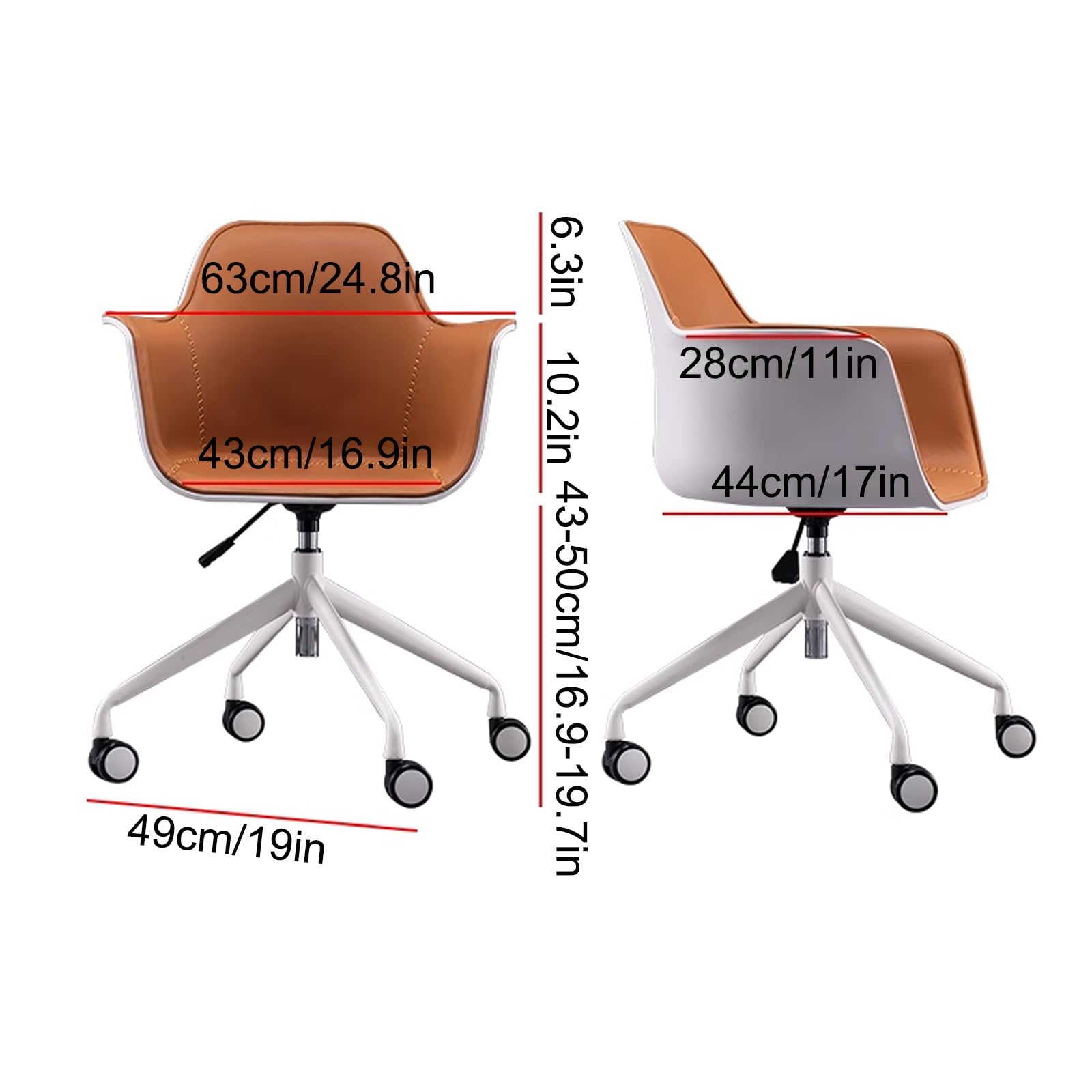 Ergonomiczne krzesło biurowe, nogi ze stali węglowej, nośność 250 kg, idealne do domowego biura i sypialni, stylowy szaro-biały design