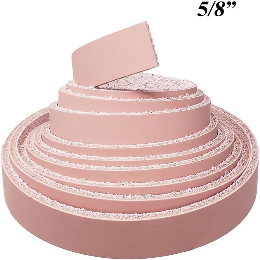 Blush Pink Leather Straps 3/4 Inch Wide - Pink Leather Straps up to 96 Inch Long – 6-7 oz. (2.4 – 2.8 mm) - Leather Straps by Pitka Leather (3/45" x 60")