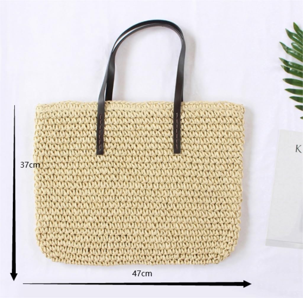 Bolsa de Playa de Verano Bolsos De Paja De Verano, Bolso De Playa De Verano, Tejido De Ratán Hecho A Mano Bolso de Paja Mujeres