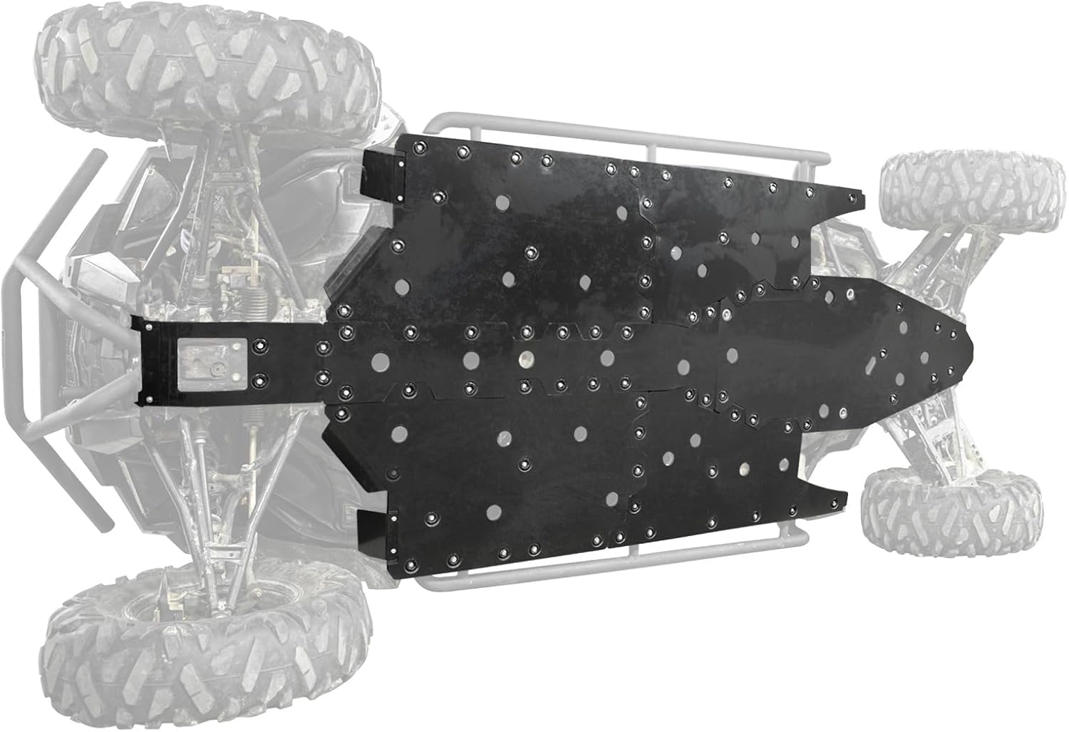 SuperATV Full Skid Plate Compatible With Polaris RZR | Made of 1/2" Thick ARMW Material | Abrasion and Break Resistant | Full Front to Back Protection | Drain Ports Make Cleanup Easy