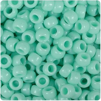 BeadTin Sea Foam Opaque 9mm Barrel Pony Beads 500pcs