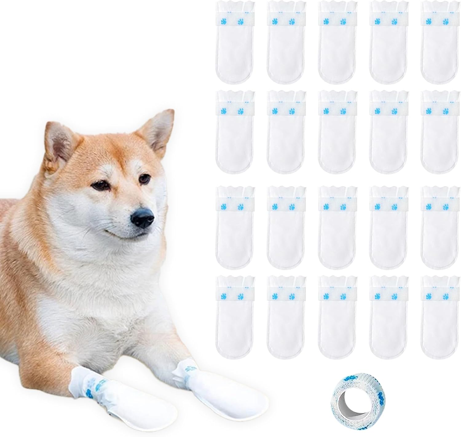 Disposable Canine Booties 20 Depend Waterproof Adjustable Canine Cat Footwear Boots Mud Paw Safety Toes Covers