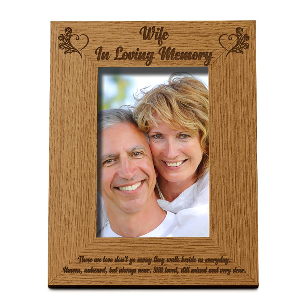 Wife In Loving Memory Remembrance Portrait Wooden Photo Frame Gift (5 x 7 Inch)