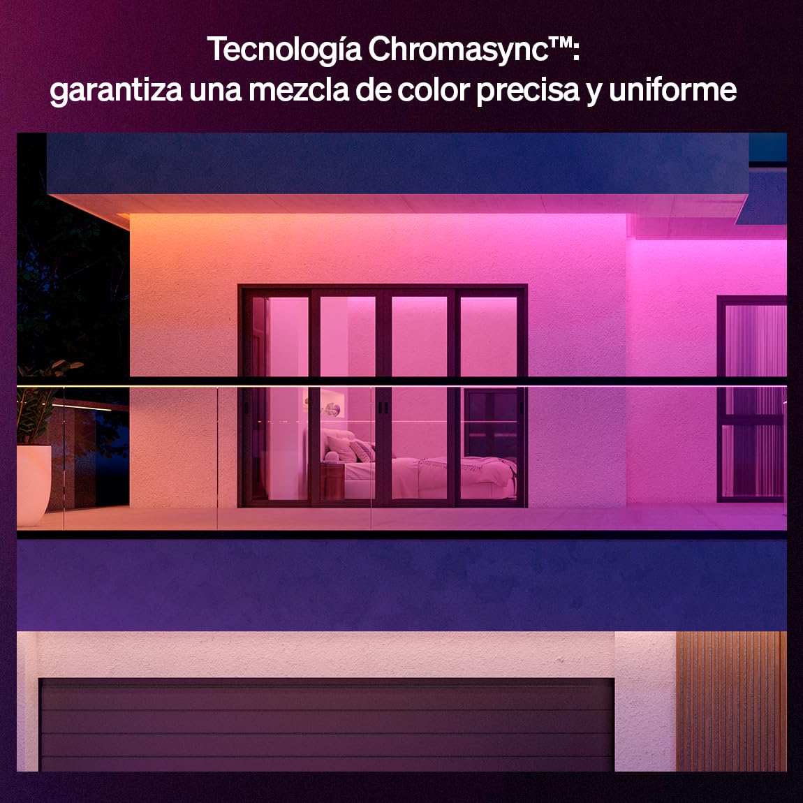 Philips Hue Flux Tira LED inteligente 5M, RGB, 1100 lm, iluminación exterior, tecnología Chromasync™, resistente al agua, baja tensión, control por app y voz, con Alexa