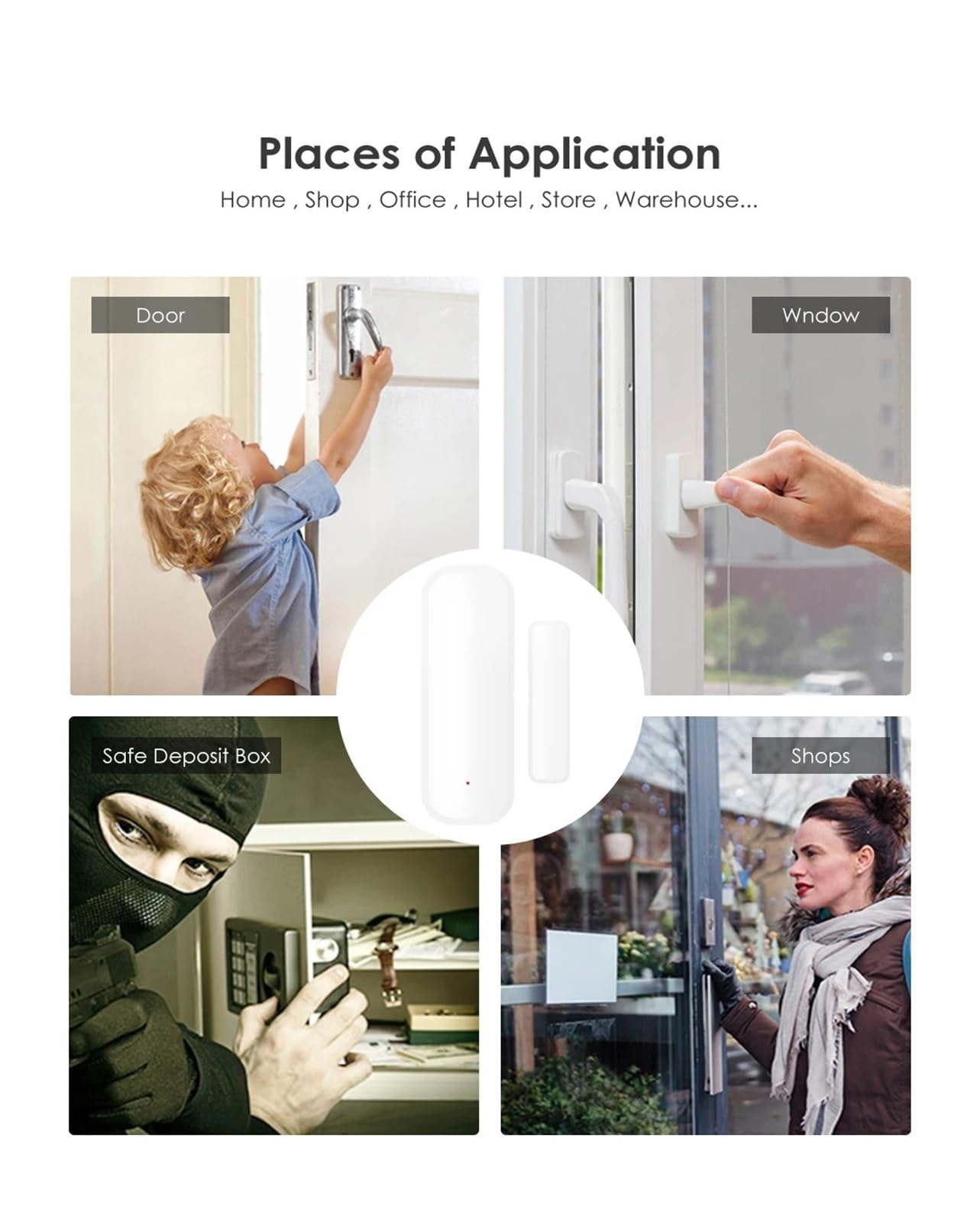 Alarmes De Porte, Tuya – capteur de porte intelligent WiFi, détecteur magnétique d'ouverture/fermeture de porte de maison intelligente, télécommande de fenêtre, capteur de porte Via Alexa Pour La SéCu