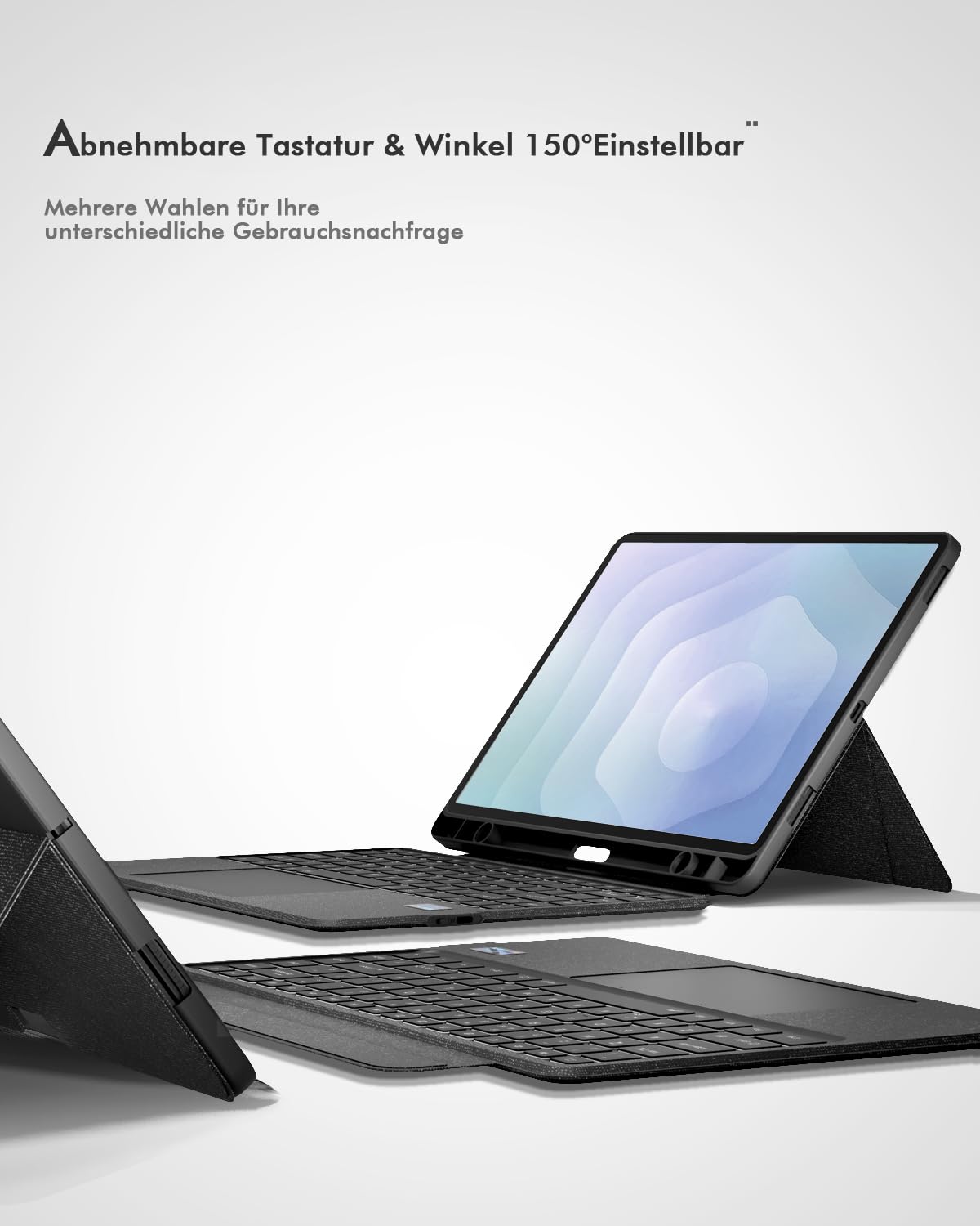 Doohoeek Tastatur Hülle mit LCD-Display für Samsung Galaxy Tab S11 Ultra 14,6 Zoll 2025, Abnehmbare Bluetooth Kabellose Keyboard mit Hintergrundbeleuchtung & Trackpad, QWERTZ