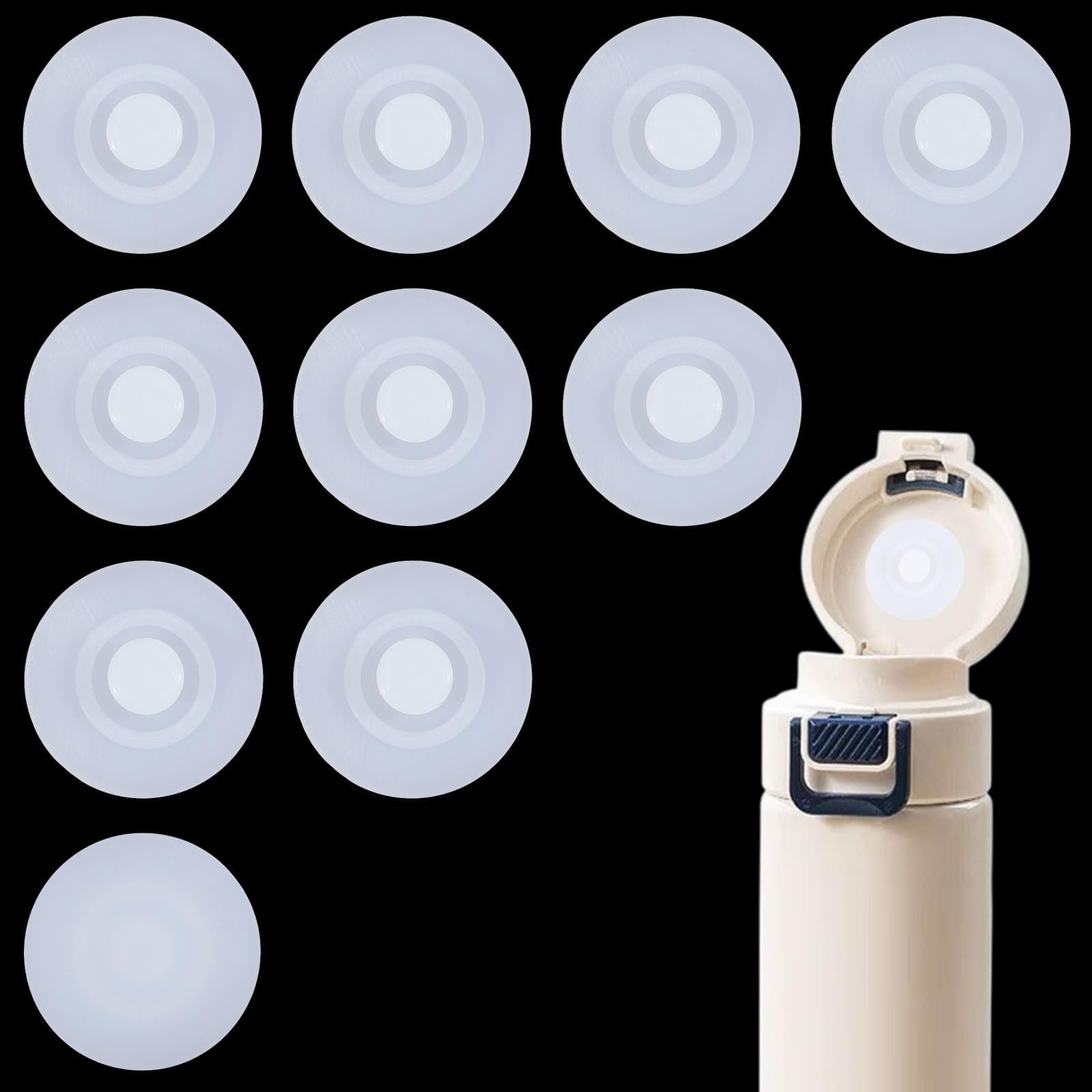 10 Pcs Water Cup Leak Stopper Cup Lid Silicone Stopper Plug Bottle Round Spill Proof Replacement Lid Plug for Belly Bottles Water Cups Multiuse Tumbler Accessories