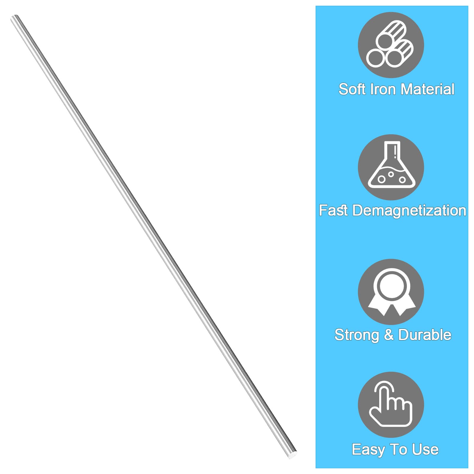 Soft Iron Rod, High Pure Iron Rod, Ideal Core for Making Electromagnets, 0.19