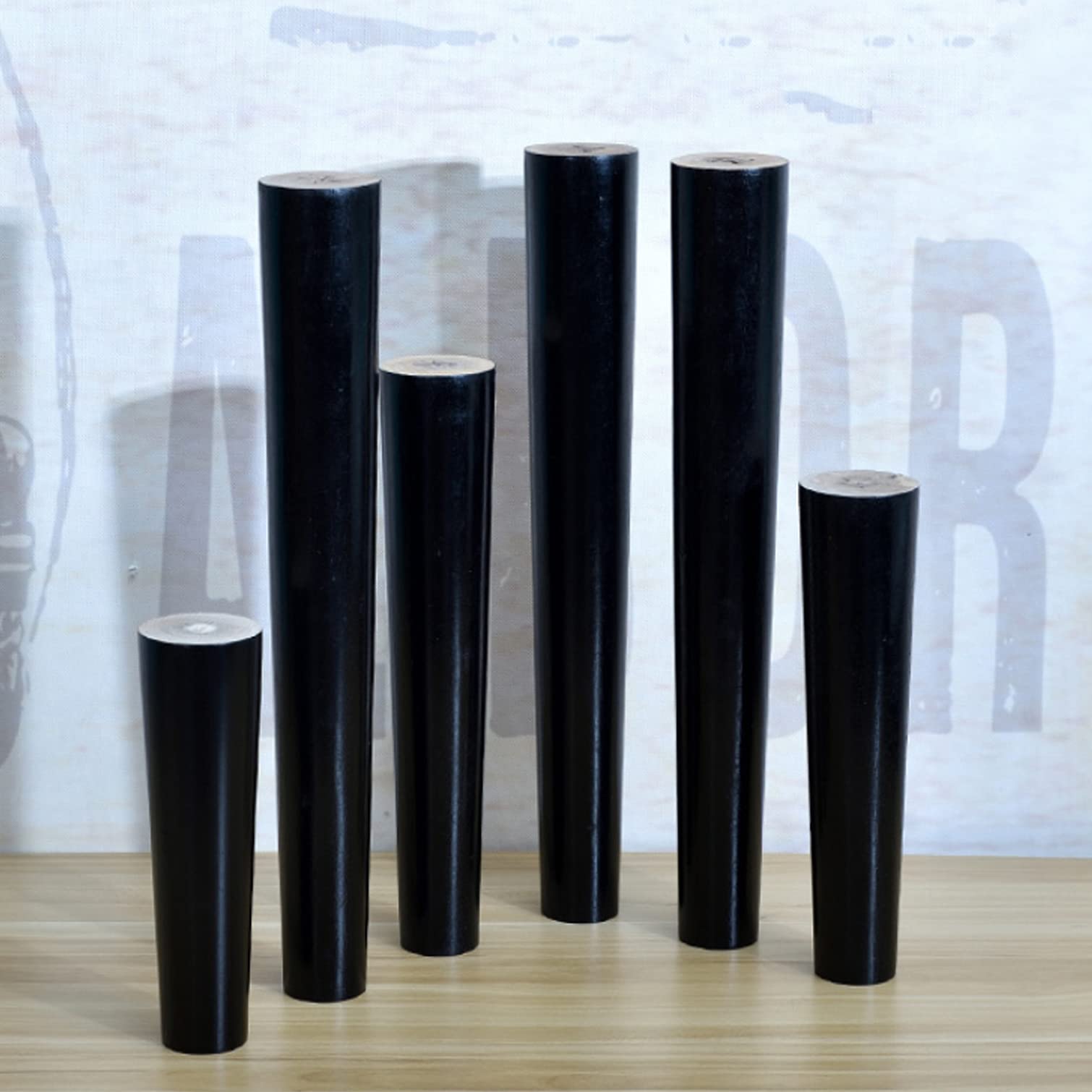 NIANXINN Holzmöbel Beine,4er Set Schwarz Massivholz M8 Bolzen & Gummiauflagen Ersatz Möbelfüße Sofa Beine,für Schrank Stuhl Couch Bettbeine Tischfüße Möbel Hardware Zubehör (30cm)