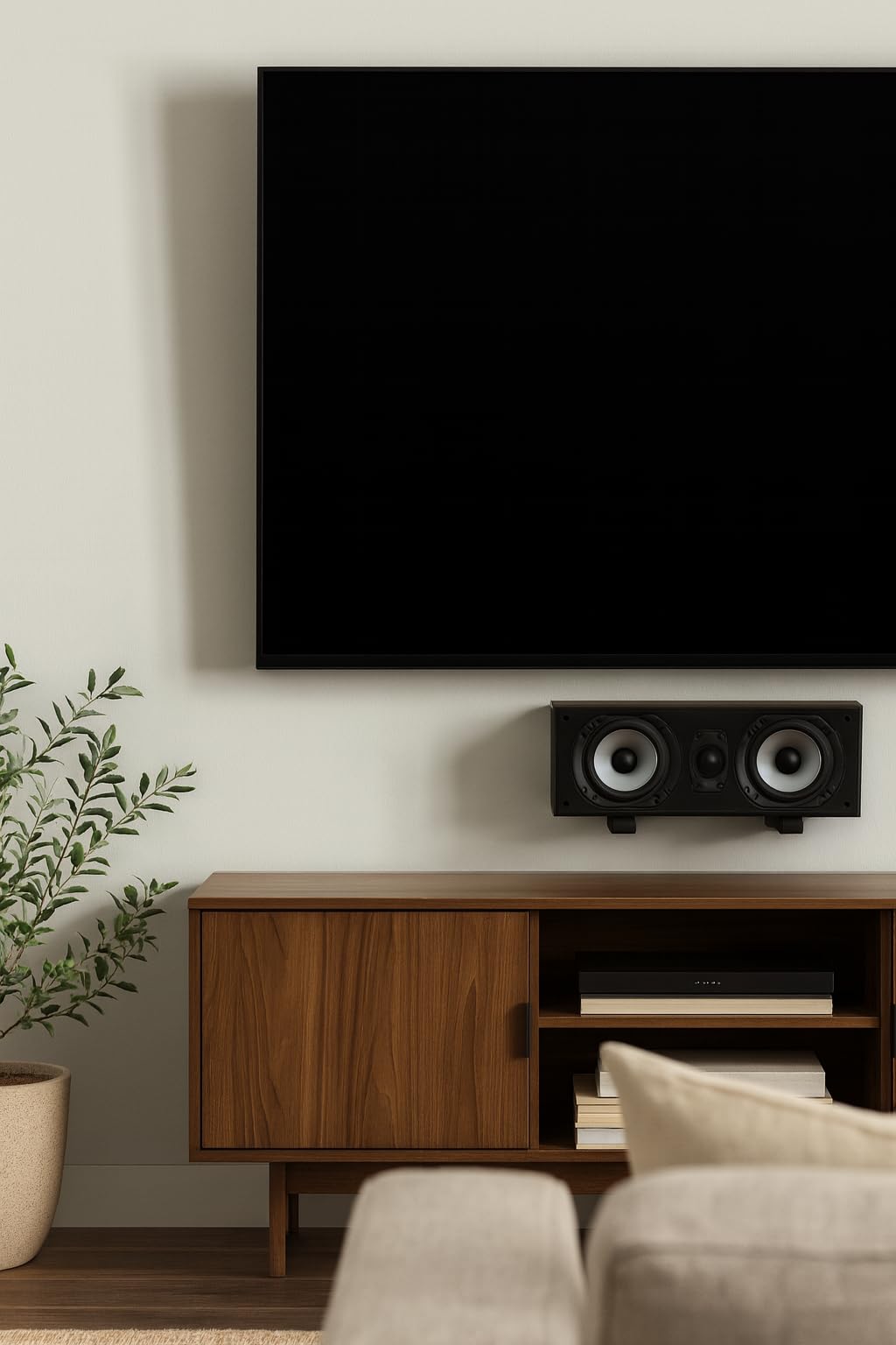 B-Tech BT15 Soporte de Pared para Altavoz Central – Brazos Ajustables 18 a 29 cm – hasta 15 kg – Acabado Negro – Juego de 2 Soportes.