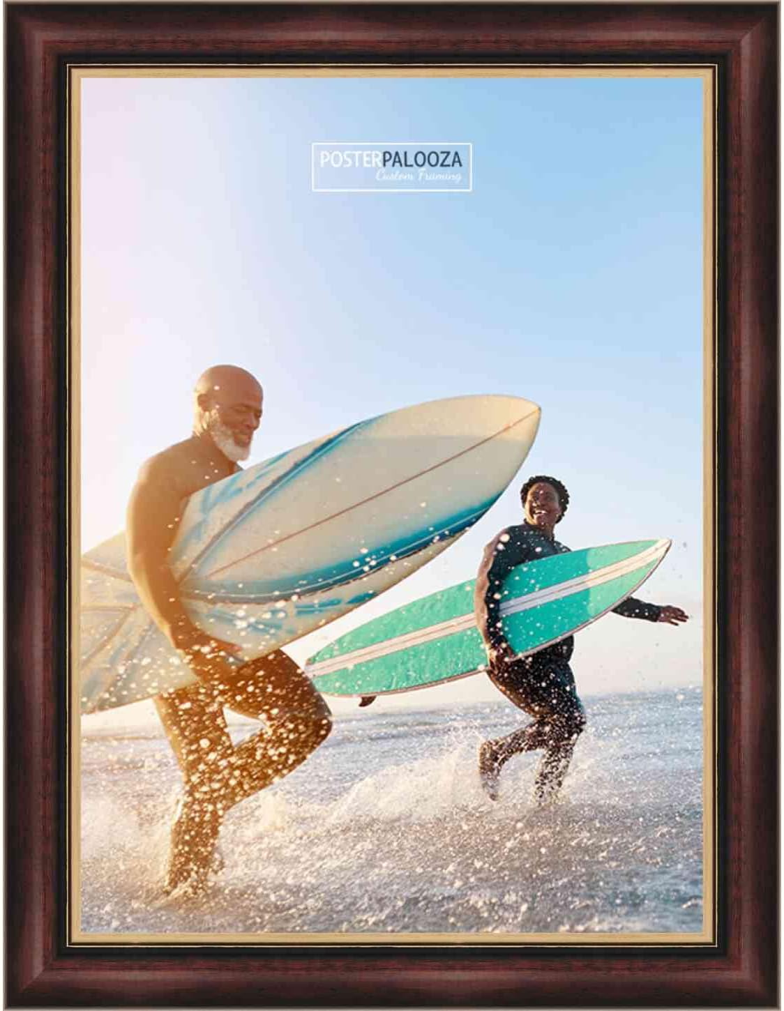 Poster Palooza 24x36 Traditional Cherry Complete Wood Picture Frame with UV Acrylic Plexiglass, Foam Board Backing & Hardware Included