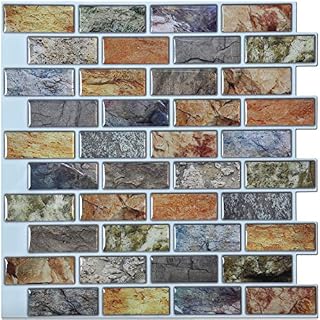 Art3d 10-Piece Peel & Stick Kitchen/Bathroom Backsplash Sticker, 12" X 12" Faux Ceramic