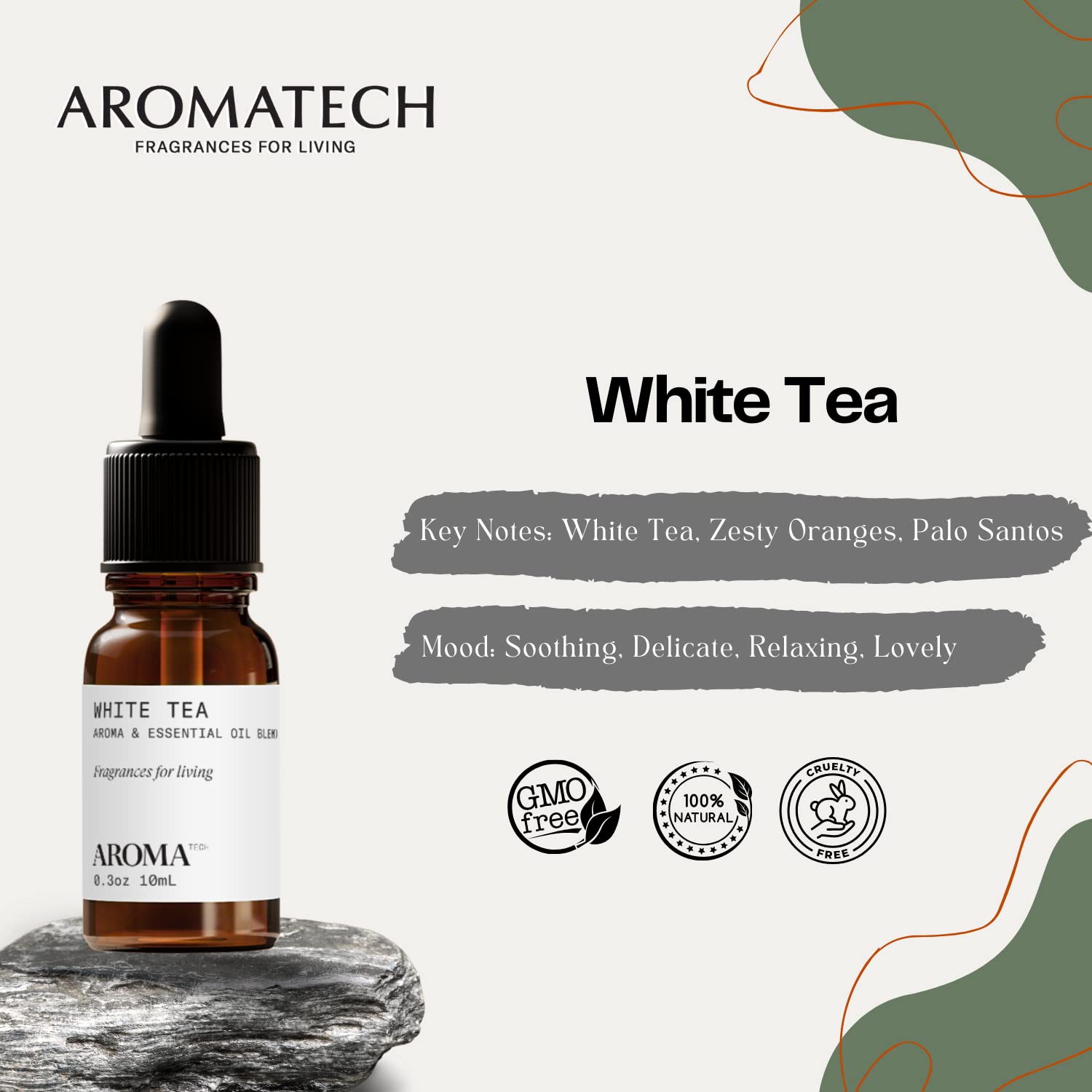 AromaTech Santal, The Hotel, White Tea Aroma Oil Bundle for Scent Diffusers - 10 Milliliter
